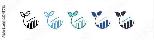 Organic Growth Icon Set Multiple Style Collection