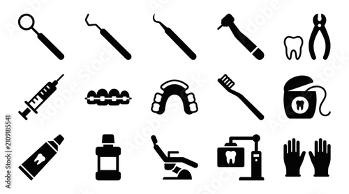 Konstfotografi Dentist tools provide a complete visual set of essential instruments and hygiene products for maintaining optimal oral health in a clinical setting