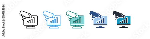 Foto Monitoring Icon Set Multiple Style Collection