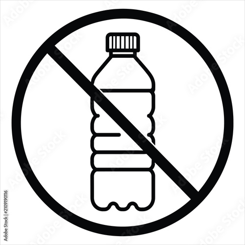 Obraz na plátně No plastic bottle icon, symbol for plastic pollution prevention and environmental protection