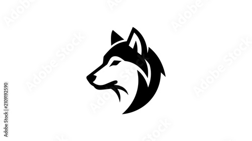 Tableau sur toile Stylized Wolf Head Silhouette Graphic Design.