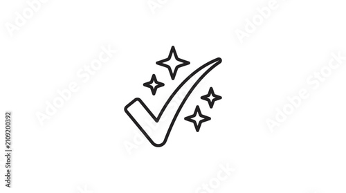 Check Mark with Sparkles Outline Icon
