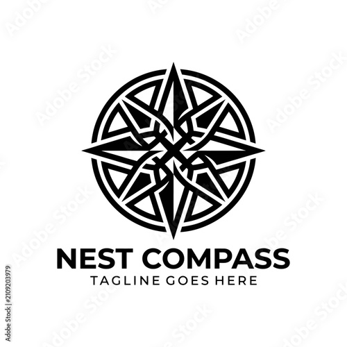 Quadro em tela Detailed navigational symbol blending ancient motifs with modern precision for maritime or travel brands