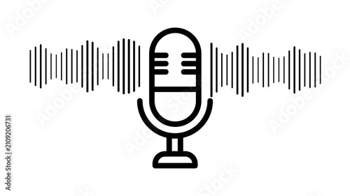 Microphone Recording Wave Animation Icon Video – Audio Voice Sound Equalizer Icon Loop on Transparent Background