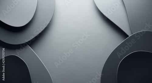Abstract Gray Paper Circles Overlapping Background Texture.