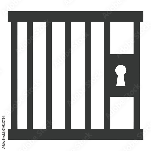 Gray prison cell door with vertical bars and keyhole  jail icon icon