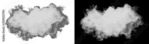 Canvastavla Dense Horizontal White Smoke Cloud Overlay on Transparent Background with Black