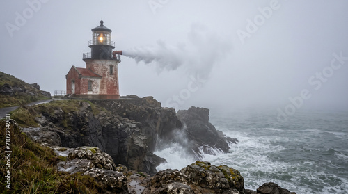 Lighthouse Fog Stormy Coast Foghorn