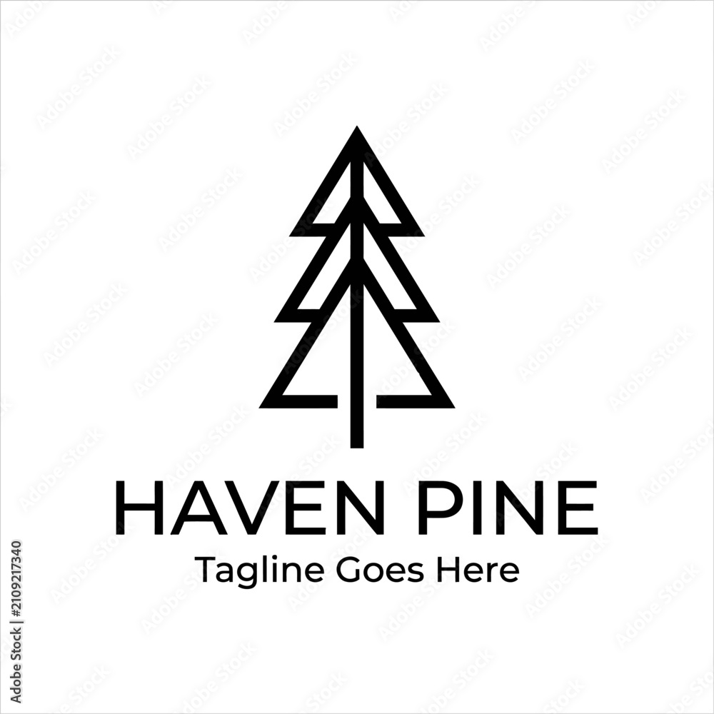 Obraz premium Clean geometric pine tree representation for forest and nature branding.