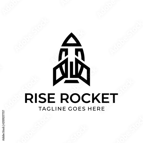 Modern geometric rocket symbol representing growth, technology, and aerospace innovation.