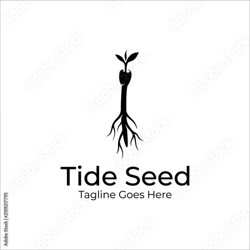 Clean black and white logo representing growth and agricultural beginnings.