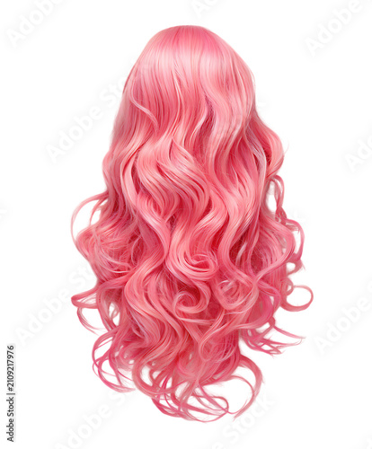 Long Curly Red Hair Isolated on White Background with Beautiful Hairstyle Fashion Beauty Wig and Studio Portrait Concept