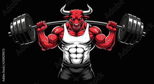 Принти на полотні Vector illustration of a muscular male athlete flexing muscles, fitness gym concept graphic with athletic male bodybuilder, strength training and bodybuilding flat design vector