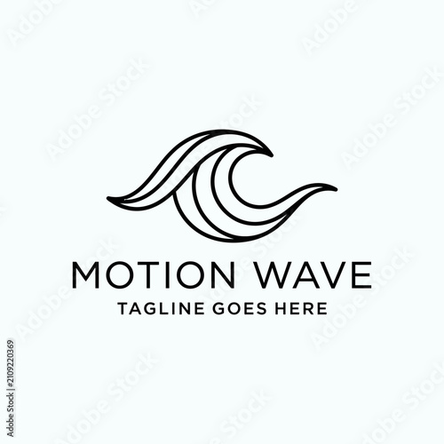 Flowing line art representing an ocean wave, ideal for maritime, surf, travel, or water-related branding.