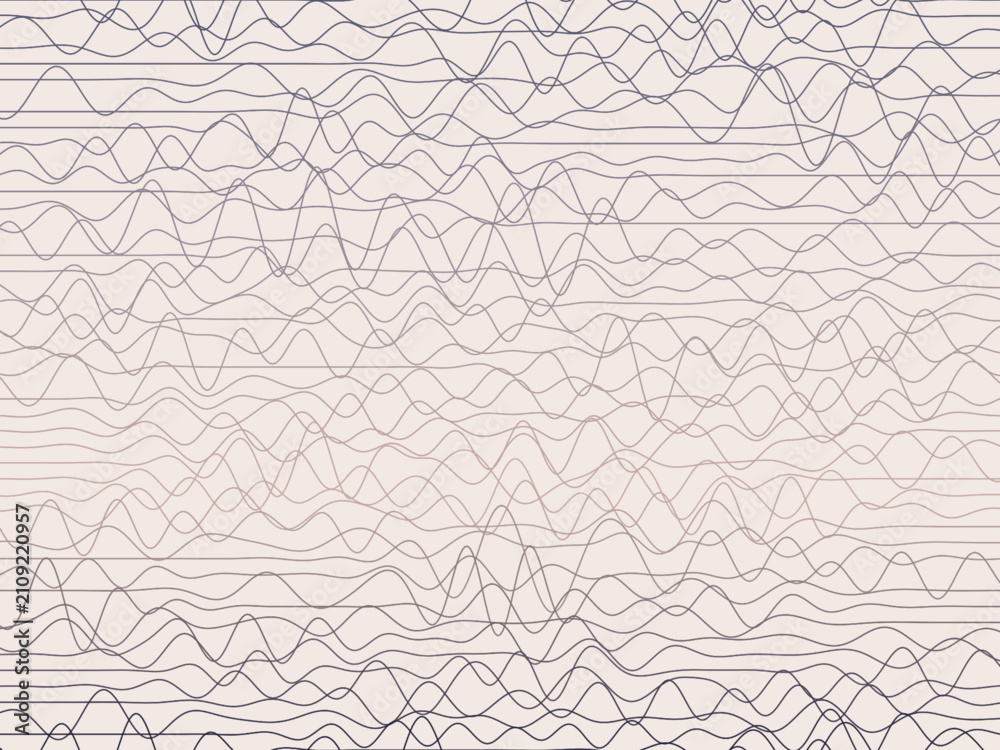 Obraz premium Thin Waveform Lines Sound Signal Abstract Background