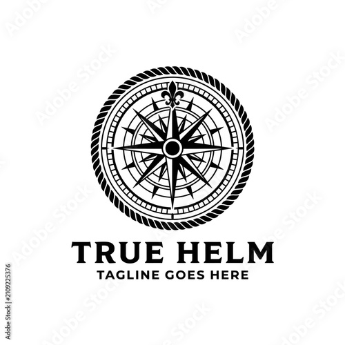 Fotografía Intricate maritime navigator symbol with fleur-de-lis for travel and guidance