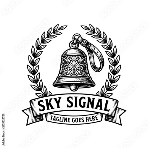 Classic signal bell emblem for communication, traditional institutions, or heritage brands.