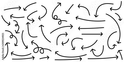 Hand drawn arrow set isolated vector arrows for diagrams flowcharts presentations transparent background