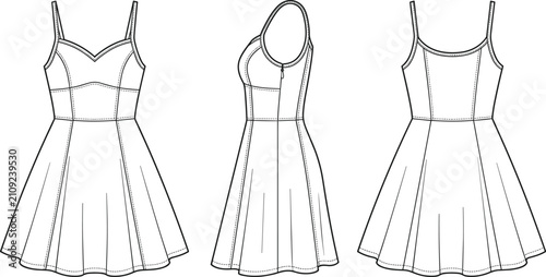 Obraz na plátne Womens sweetheart neckline A line mini dress camisole straps panelled sundress f