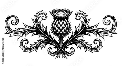 Принти на полотні Stylized vector illustration of a traditional Scottish man in highland dress, featuring a red tartan kilt, sporran, and tam o' shanter cap, isolated against a white background