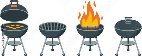 Canvas Print Grilling stages from raw food to cooking and cooling down