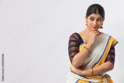 Mohiniattam dancer giving a look of suspicion