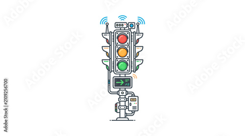 Smart traffic light with wireless sensors pixel art