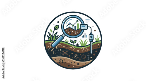 Soil analysis and agriculture technology concept icon