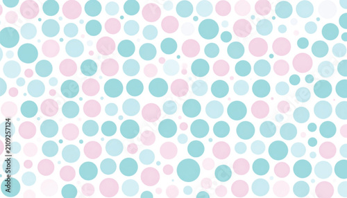 Pastel Polka Dot Pattern - Pink and Teal Circles on White Background