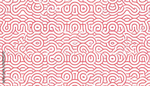 Seamless Pink Abstract Wavy Lines Pattern, Flowing Organic Shapes Background, Modern Geometric Art