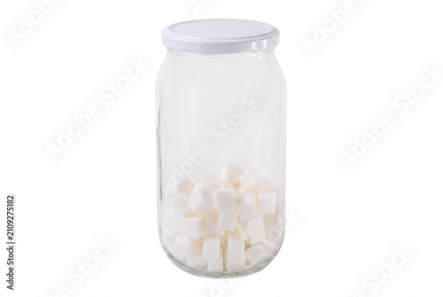 Canvastavla Clear glass jar partially filled with white sugar cubes