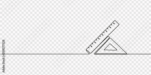 Konstfotografi ruler and a set square  continuous one line drawing, Continuous one line drawing