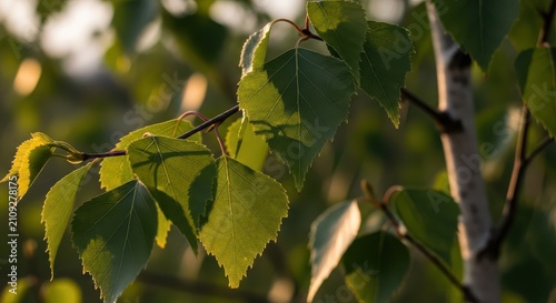 Birch Leaves in Soft Sunlight