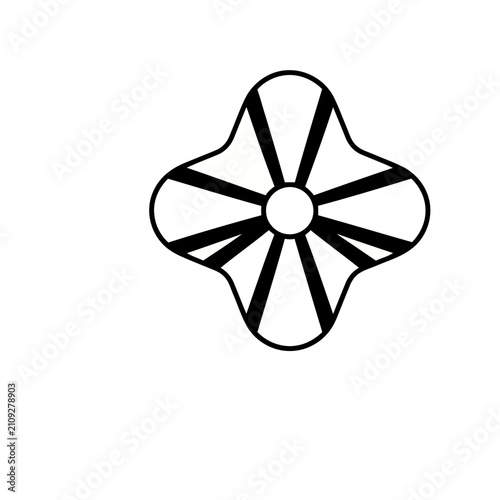 Abstract geometric shape with radial lines