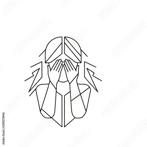 Abstract Person Covering Eyes with Hands