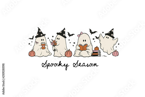  Cute Ghosts Spooky Season Halloween Sublimation Design