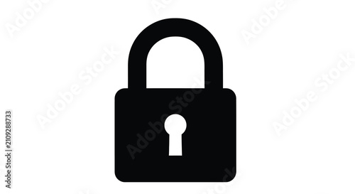 Black padlock silhouette on a white background security symbol