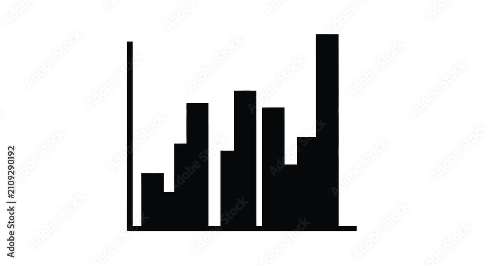 Obraz premium Bar graph silhouette on a white background simple data visualization