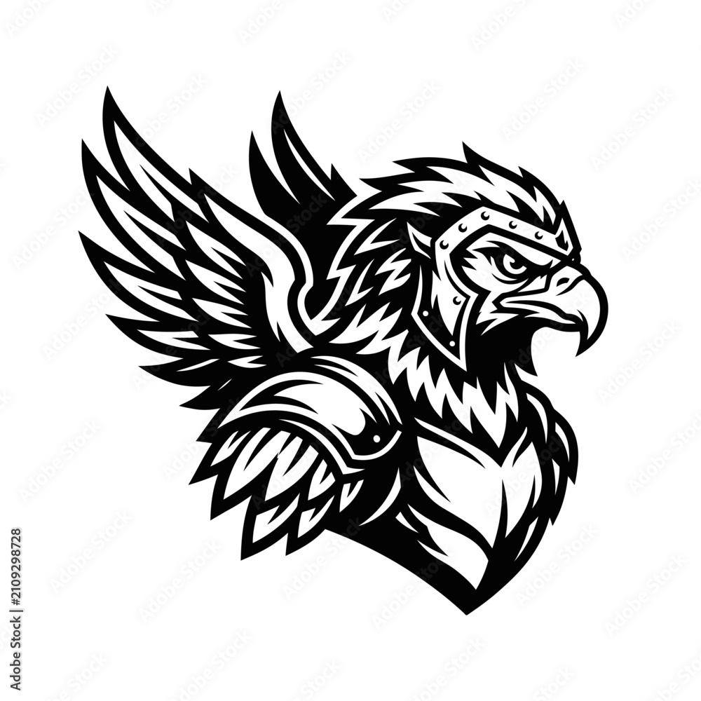 Fototapeta premium Armored eagle warrior mascot logo design