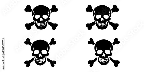 Foto Black silhouette of skull and crossbones symbolizing danger or poison, ideal for warning signs, safety labels, and educational materials in minimalist vector style