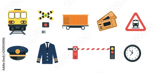 Konstfotografi Train icon set, train vector icons, railway transportation symbols, train statio