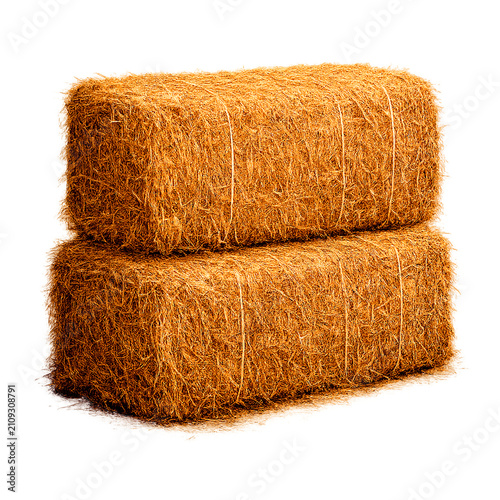 Two Bale Of Hay isolated on transparent background.
