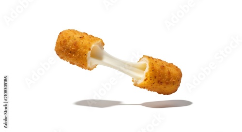 Floating Fried Mozzarella Stick with Stretchy Cheese Pull
