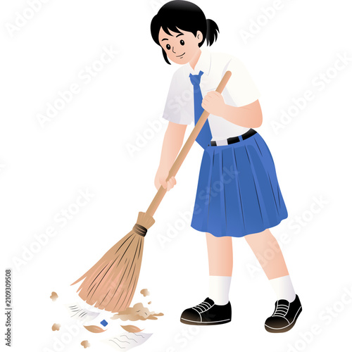  Indonesian Junior High School Students Clean Up Trash