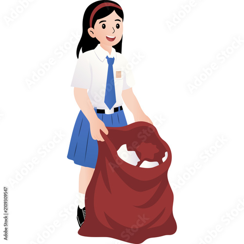  Indonesian Junior High School Students Clean Up Trash