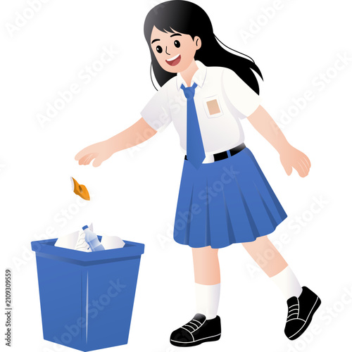  Indonesian Junior High School Students Clean Up Trash