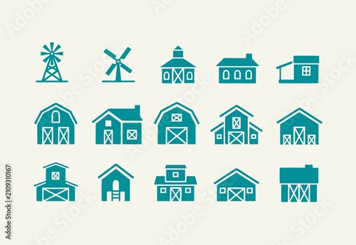 Photos Collection of vector icons of plantation and farm buildings