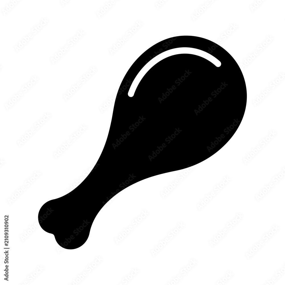 Obraz premium Solid black silhouette of a raw chicken drumstick leg piece