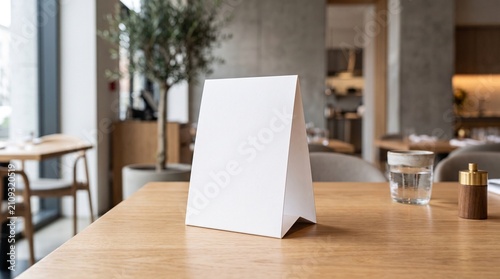 фотографія Blank table tent mockup on restaurant table