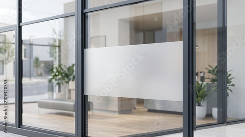 Obraz na plátně Blank window decal mockup on glass